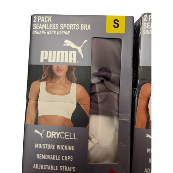 Puma Seamless Sports Bra 2-Pack (Size S) White/Gray Only - Picture 7 of 9